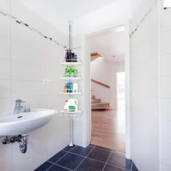 Mensola Doccia Telescopica Inox Con 4 Ripiani Bianchi Altezza Regolabile 254-304cm Bianco -Hansgrohe Negozio 76183691 3