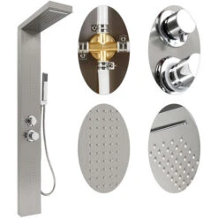 Pannello Colonna Doccia In Acciaio Inox, Doccia A Pioggia E Doccetta 15x47x130cm 7 Pannello Colonna Doccia In Acciaio Inox, Doccia A Pioggia E Doccetta 15x47x130cm -Hansgrohe Negozio 76375599 3