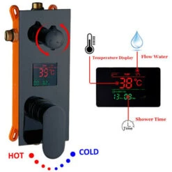 LED Sistema Doccia Con Display Digitale, Nero Colonna Doccia Montaggio A Soffitto Set Doccia Con Soffione Doccia A Pioggia, Doccetta, Cascata Rubinetto Vasca,16 Inches 7 LED Sistema Doccia Con Display Digitale, Nero Colonna Doccia Montaggio A Soffitto Set Doccia Con Soffione Doccia A Pioggia, Doccetta, Cascata Rubinetto Vasca,16 Inches -Hansgrohe Negozio 76486936 3