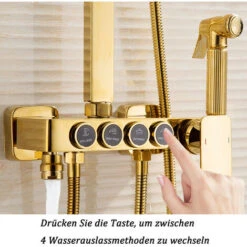 Colonna Doccia D'oro Sistema Doccia Montaggio A Parete Set Doccia Con 22 Cm * 22 Cm Soffione Doccia A Pioggia, Doccetta, Rubinetto Vasca, Doccetta Bidet 7 Colonna Doccia D'oro Sistema Doccia Montaggio A Parete Set Doccia Con 22 Cm * 22 Cm Soffione Doccia A Pioggia, Doccetta, Rubinetto Vasca, Doccetta Bidet -Hansgrohe Negozio 76486943 3