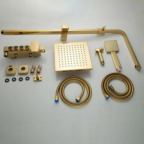 Colonna Doccia D'oro Sistema Doccia Montaggio A Parete Set Doccia Con 22 Cm * 22 Cm Soffione Doccia A Pioggia, Doccetta, Rubinetto Vasca, Doccetta Bidet 5 Colonna Doccia D'oro Sistema Doccia Montaggio A Parete Set Doccia Con 22 Cm * 22 Cm Soffione Doccia A Pioggia, Doccetta, Rubinetto Vasca, Doccetta Bidet - immagine 5