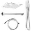 Kit Soffione Doccino Braccio Doccia Inox Quadrato 1 Getto Mod. Slim