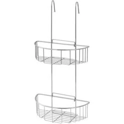Mensola Doccia 2 Ripiani Pieghevoli Cromata Con Ganci