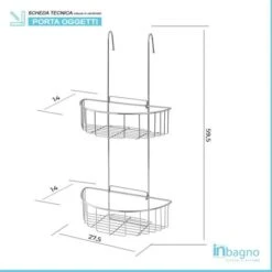 Mensola Doccia 2 Ripiani Pieghevoli Cromata Con Ganci -Hansgrohe Negozio 7746805 3