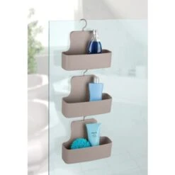 WENKO Portaoggetti Per Doccia Barcelona Taupe - Mensola Da Doccia, Cestino Da Parete, Assolutamente Infrangibile, TPE, 26 X 24 X 9 Cm, Tortora -Hansgrohe Negozio 77564468 5