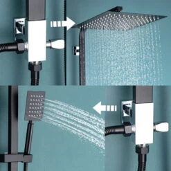 Colonne Doccia Nero Senza Rubinetto Con Doccia A Pioggia 25 X 25 Cm E Doccetta Quadrata, Set Doccia In Ottone, Asta Manuale Regolabile -Hansgrohe Negozio 78768713 3