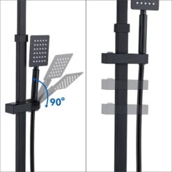 Colonne Doccia Nero Senza Rubinetto Con Doccia A Pioggia 25 X 25 Cm E Doccetta Quadrata, Set Doccia In Ottone, Asta Manuale Regolabile -Hansgrohe Negozio 78768713 4