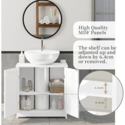 WOLTU Armadietto Da Bagno Sotto Lavello Mobile Bagno Con Ante E Ripiano Interno Bianco 7 WOLTU Armadietto Da Bagno Sotto Lavello Mobile Bagno Con Ante E Ripiano Interno Bianco -Hansgrohe Negozio 80878950 3