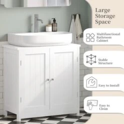 WOLTU Armadietto Da Bagno Sotto Lavello Mobile Bagno Con Ante E Ripiano Interno Bianco 8 WOLTU Armadietto Da Bagno Sotto Lavello Mobile Bagno Con Ante E Ripiano Interno Bianco -Hansgrohe Negozio 80878950 4