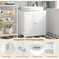 WOLTU Armadietto Da Bagno Sotto Lavello Mobile Bagno Con Ante E Ripiano Interno Bianco 9 WOLTU Armadietto Da Bagno Sotto Lavello Mobile Bagno Con Ante E Ripiano Interno Bianco -Hansgrohe Negozio 80878950 5