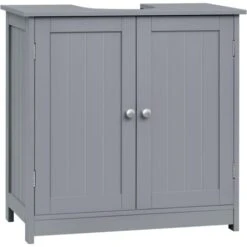 WOLTU Armadietto Da Bagno Sotto Lavello Mobile Bagno Con Ante E Ripiano Interno Grigio