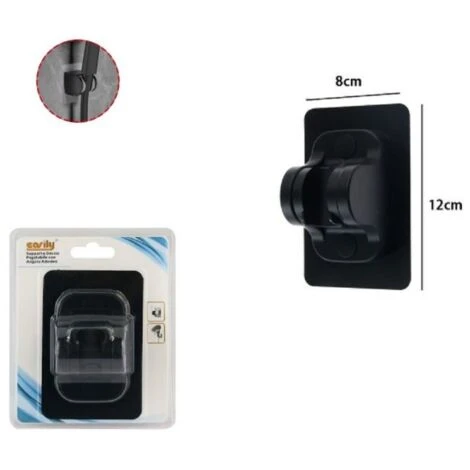 Trade Shop - Supporto Per Soffione Doccia Adesivo Angolo Regolabile Parete Staffa Nero 87138 1 Trade Shop - Supporto Per Soffione Doccia Adesivo Angolo Regolabile Parete Staffa Nero 87138