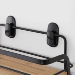 Mensola Doccia Rettangolare In Acciaio Nero E Ripiano In Bamboo Haiti -Hansgrohe Negozio 82465693 3