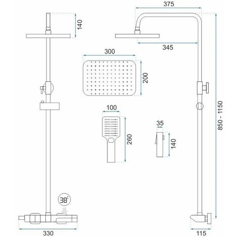 Set Doccia Con Termostato REA ROB Black 5 Set Doccia Con Termostato REA ROB Black - immagine 5