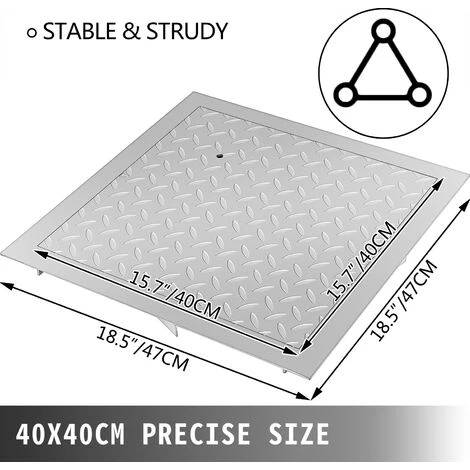 VEVOR Chiusino Da Incasso Pozzetto, 40x40 Cm, Coperchio In Lamiera Di Acciaio Zincato, Pozzetto Giardino In Lamiera Zincata, 2 Viti, Per Apertura Drenaggio Su Nave Stazione Di Pompaggio O Parcheggio 4 VEVOR Chiusino Da Incasso Pozzetto, 40x40 Cm, Coperchio In Lamiera Di Acciaio Zincato, Pozzetto Giardino In Lamiera Zincata, 2 Viti, Per Apertura Drenaggio Su Nave Stazione Di Pompaggio O Parcheggio - immagine 4