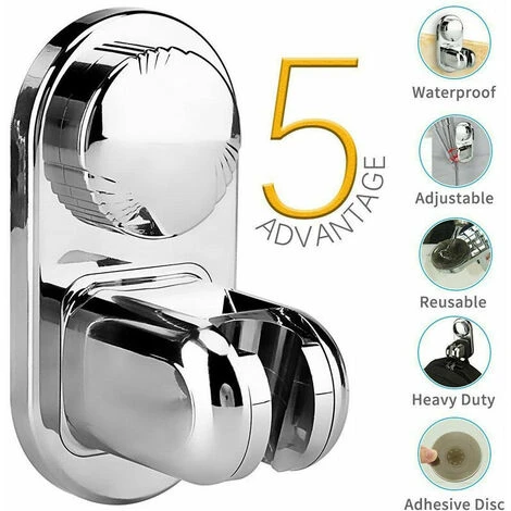 Soffioni Doccia Fissi Supporto Per Doccia Ventosa Grande Adsorbibilità, Angolo Regolabile In 5 Modalità, Supporto Per Doccetta A Parete 2 Soffioni Doccia Fissi Supporto Per Doccia Ventosa Grande Adsorbibilità, Angolo Regolabile In 5 Modalità, Supporto Per Doccetta A Parete - immagine 2