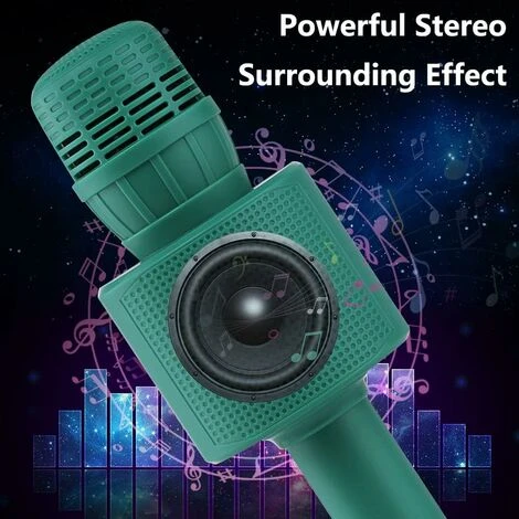 Giocattoli Karaoke Con Microfono Wireless Per Bambini O Bambini Piccoli, Altoparlante Bluetooth Portatile (verde) 3 Giocattoli Karaoke Con Microfono Wireless Per Bambini O Bambini Piccoli, Altoparlante Bluetooth Portatile (verde) - immagine 3