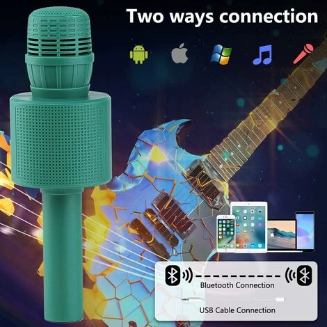 Giocattoli Karaoke Con Microfono Wireless Per Bambini O Bambini Piccoli, Altoparlante Bluetooth Portatile (verde) 4 Giocattoli Karaoke Con Microfono Wireless Per Bambini O Bambini Piccoli, Altoparlante Bluetooth Portatile (verde) - immagine 4