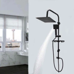 Colonna Doccia Moderna Saliscendi Con Soffione Quadrato Doccetta Telefono E Portasapone Per Box Doccia Nero -Hansgrohe Negozio 86643068 3