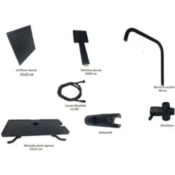 Colonna Doccia Moderna Saliscendi Con Soffione Quadrato Doccetta Telefono E Portasapone Per Box Doccia Nero -Hansgrohe Negozio 86643068 4