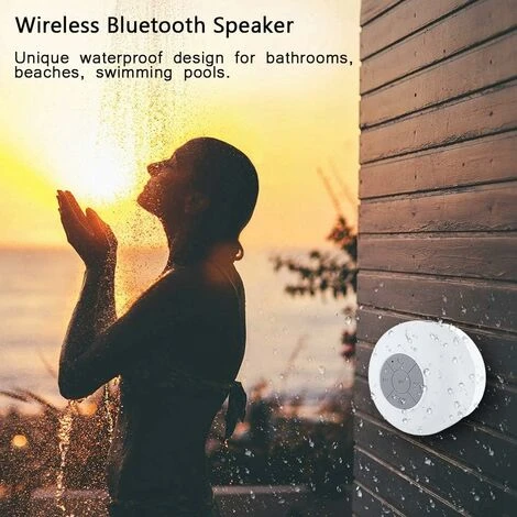 Altoparlante Bluetooth Impermeabile IP4 Altoparlante Portatile Wireless Vivavoce Microfono Incorporato Con Ventosa Per Auto, Bagni, Cucine, Uffici Ecc.(Bianco) 3 Altoparlante Bluetooth Impermeabile IP4 Altoparlante Portatile Wireless Vivavoce Microfono Incorporato Con Ventosa Per Auto, Bagni, Cucine, Uffici Ecc.(Bianco) - immagine 3