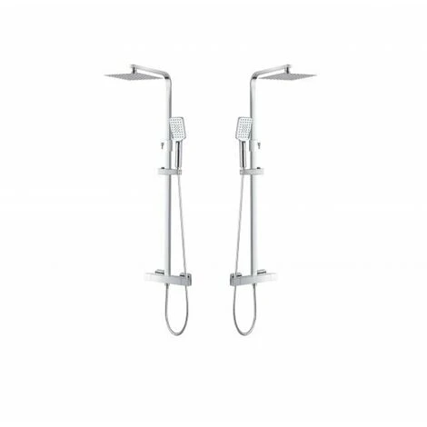 Set Colonna Doccia Termostatica In Acciaio Ed Ottone Completa Di Soffione Slim Doccino E Flessibile, Canna Regolabile In Altezza 1 Set Colonna Doccia Termostatica In Acciaio Ed Ottone Completa Di Soffione Slim Doccino E Flessibile, Canna Regolabile In Altezza