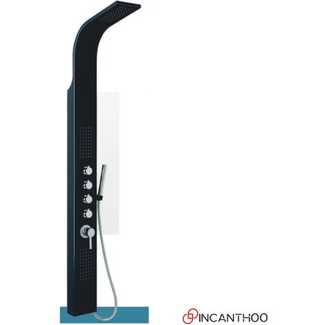 Pannello Doccia Multifunzione DANUBIO 166.5x15.5 Cm - Alluminio Verniciato Nero - Soffione - Getto Orizzontale 3 Pannello Doccia Multifunzione DANUBIO 166.5x15.5 Cm - Alluminio Verniciato Nero - Soffione - Getto Orizzontale - immagine 3