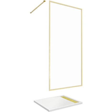 Parete Doccia 100x200cm Finitura Oro Spazzolato + Piatto Doccia Bianco 100x80x4cm 3 Parete Doccia 100x200cm Finitura Oro Spazzolato + Piatto Doccia Bianco 100x80x4cm - immagine 3