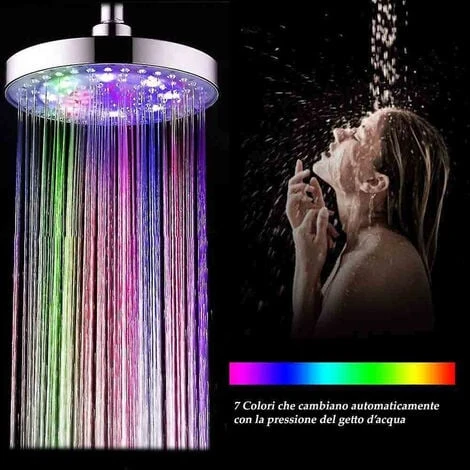 Soffione Doccia Con Led Rgb Rotondo Ø 22 Cm Per Cromoterapia Doccia Emozionale Doccetta Multicolore 1 Soffione Doccia Con Led Rgb Rotondo Ø 22 Cm Per Cromoterapia Doccia Emozionale Doccetta Multicolore