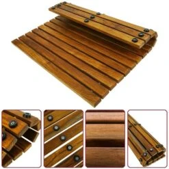 PrixPrime - Piattaforma Ideale Per Doccia E Bagno Con Un Design Quadrato Avvolgibile Di 50 X 50 Cm In Legno Di Teak Certificato -Hansgrohe Negozio 90822427 3