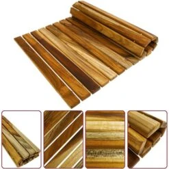 PrixPrime - Piattaforma Ideale Per Docce E Bagni Con Un Design Avvolgibile Di 60 X 40 Cm In Legno Di Teak Certificato -Hansgrohe Negozio 90823461 3