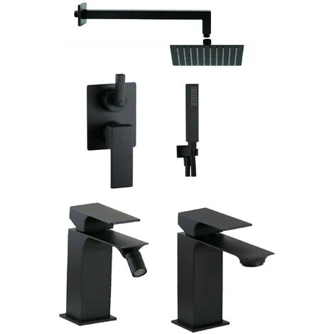Set Completo Per Bagno Con Kit Doccia Nero Opaco Paini Venti KITVENTI4NO 1 Set Completo Per Bagno Con Kit Doccia Nero Opaco Paini Venti KITVENTI4NO