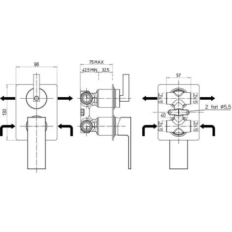 Set Completo Per Bagno Con Kit Doccia Nero Opaco Paini Venti KITVENTI4NO 3 Set Completo Per Bagno Con Kit Doccia Nero Opaco Paini Venti KITVENTI4NO - immagine 3