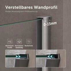 Doporro® Box Doccia Walk-In 50x200cm, Parete Doccia Anticalcare In Cristallo Trasparente Da 8mm Con Braccio Sostegno Telescopico In Acciaio BRAM1 Bremen01K