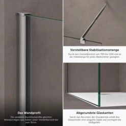 Doporro® Box Doccia Walk-In 50x200cm, Parete Doccia Anticalcare In Cristallo Trasparente Da 8mm Con Braccio Sostegno Telescopico In Acciaio BRAM1 Bremen01K -Hansgrohe Negozio 94236567 4
