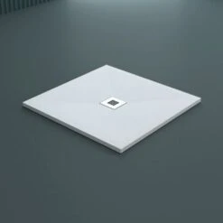 Doporro® Piatto Doccia Con Piletta 100x100x3cm, Piatto Doccia Madison In Pietra Artificiale Incl.AL006, Forma: Quadrato, Bianco