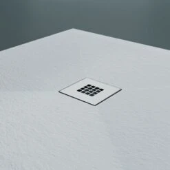 Doporro® Piatto Doccia Con Piletta 100x100x3cm, Piatto Doccia Madison In Pietra Artificiale Incl.AL006, Forma: Quadrato, Bianco -Hansgrohe Negozio 94236660 3