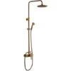 Colonna Doccia Bronzo Antico Di Ottone Con Soffione Doccia 8 Pollici + Manopola Doccia Barra Doccia Altezza Regolabile (91-126cm)