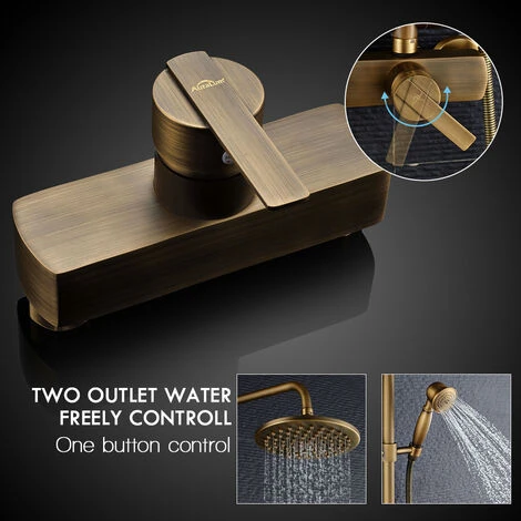 Colonna Doccia Bronzo Antico Di Ottone Con Soffione Doccia 8 Pollici + Manopola Doccia Barra Doccia Altezza Regolabile (91-126cm) 2 Colonna Doccia Bronzo Antico Di Ottone Con Soffione Doccia 8 Pollici + Manopola Doccia Barra Doccia Altezza Regolabile (91-126cm) - immagine 2