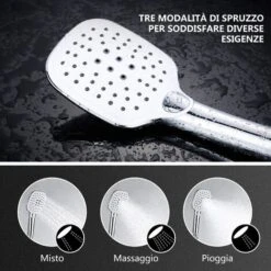 DALMO Colonna Da Doccia, Sistema Doccia Senza Miscelatore Con Soffione Da Testa Quadrato E Soffione A Mano Con 3 Modi Di Spruzzo, Sistema Da Bagno Regolabile E Brillante- DBWF01XS -Hansgrohe Negozio 95136995 3