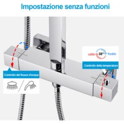 Heilmetz Sistema Doccia Con Set Doccia A Pioggia Termostatato, Colonna Doccia In Acciaio Inox 304 Con Soffione E Doccetta, Doccia A Pioggia Angolare 30x30cm Asta Doccia Regolabile 800-1180mm Cromo -Hansgrohe Negozio 95210869 3