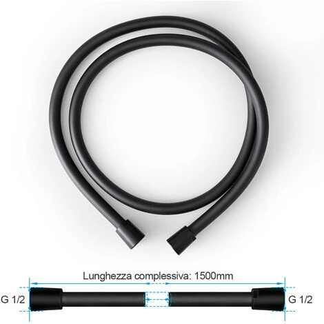 Heilmetz Tubo Doccia 1,5 M Tubo Doccia Premium Con Antitorsione Tubo Doccia Liscio In PVC Con Attacco Universale G 1/2 Standard Nero 1 Heilmetz Tubo Doccia 1,5 M Tubo Doccia Premium Con Antitorsione Tubo Doccia Liscio In PVC Con Attacco Universale G 1/2 Standard Nero