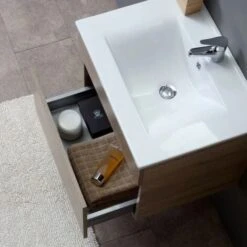 MOBILE BAGNO SOSPESO DA 60 CM CON CASSETTO, SPECCHIO E LAVABO QUERCIA SOLE -Hansgrohe Negozio 9689788 3