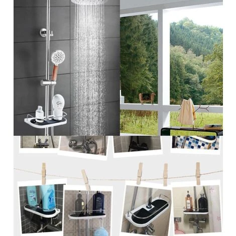 Mensola Per Doccia Telescopica Mensola Per Doccia A Colonna Regolabile In Alluminio Installazione Senza Foratura Mensola Per Bagno 19-25 Mm 4 Mensola Per Doccia Telescopica Mensola Per Doccia A Colonna Regolabile In Alluminio Installazione Senza Foratura Mensola Per Bagno 19-25 Mm - immagine 4