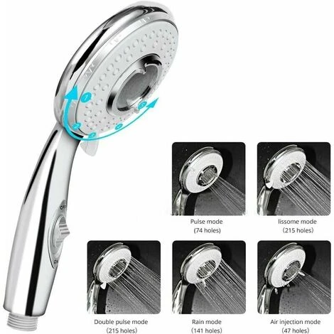 Soffione Doccia + Tubo Doccia Flessibile 2M, Soffione Doccia Con Tubo Flessibile, 5 Modalità Di Risparmio Idrico E Pulsante Interruttore, Soffione Doccia Portatile Ad Alta Pressione In Acciaio Inossid 2 Soffione Doccia + Tubo Doccia Flessibile 2M, Soffione Doccia Con Tubo Flessibile, 5 Modalità Di Risparmio Idrico E Pulsante Interruttore, Soffione Doccia Portatile Ad Alta Pressione In Acciaio Inossid - immagine 2