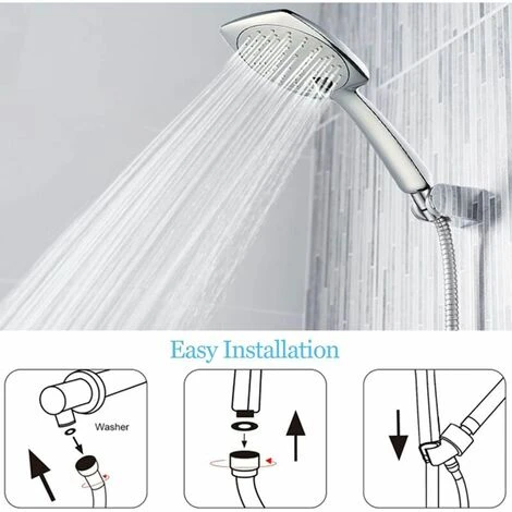 Soffione Doccia Ad Alta Pressione Grande Soffione Quadrato A Risparmio Idrico Con 3 Impostazioni Di Getto Universale E Regolabile SH-Large Silver 4 Soffione Doccia Ad Alta Pressione Grande Soffione Quadrato A Risparmio Idrico Con 3 Impostazioni Di Getto Universale E Regolabile SH-Large Silver - immagine 4